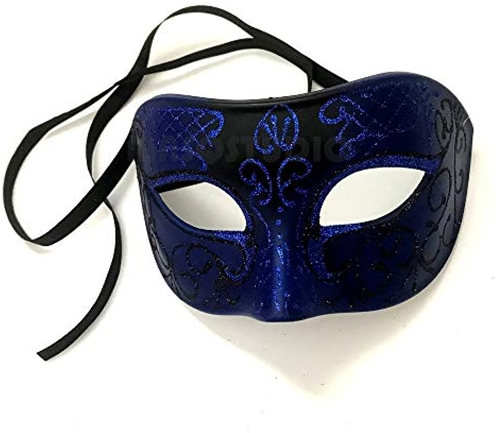 Blue Masquerade Ball Feather Mask Pair New Year Eve Party Birthday Dress up Prom