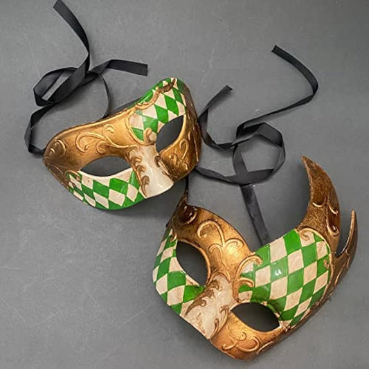 Masquerade Harlequin eye Mask Pair Cosplay Mardi Gras Carnival Wedding Dance Prom Anniversary Party