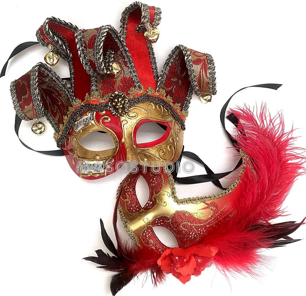Mardi Gras Masquerade Jolly Jester Music Mask Pair Cosplay Prom Dance Birthday Party Wear or Deco Mardi Gras Masquerade Jolly Jester Music Mask Pair Cosplay Prom Dance Birthday Party Wear or Deco