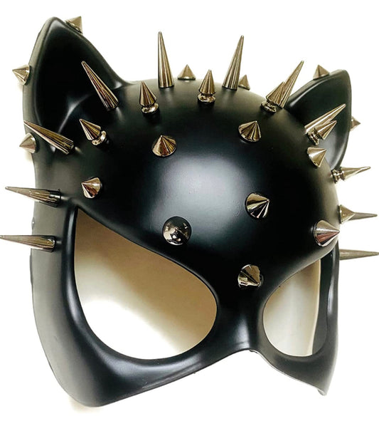 Black Cat Woman Spiked Masquerade Mask – Halloween Cosplay Costume