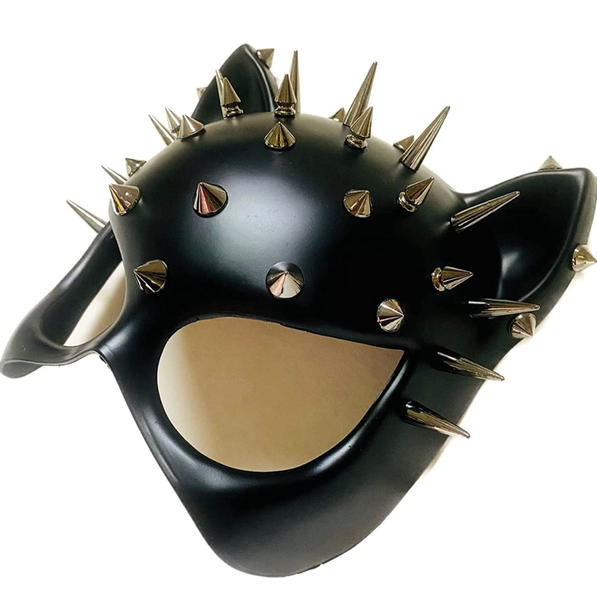 Black Cat Woman Spiked Masquerade Mask – Halloween Cosplay Costume