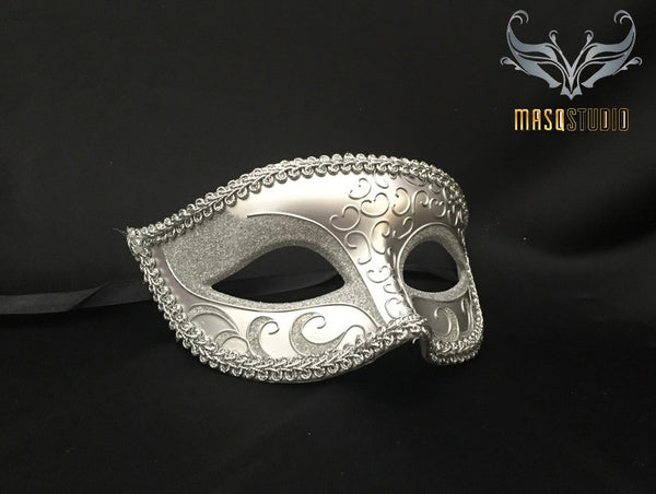Men's Silver Masquerade eye mask