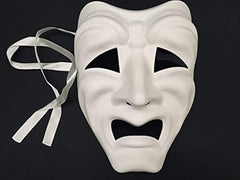 Blank DIY Masquerade Comedy Tragedy Mask Unisex Adult Performance Play Halloween Wear or Deco