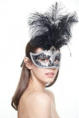 Couple Masquerade Feather Phantom Mask Cosplay Mardi Gras Prom Dance Birthday Party Wear or Deco