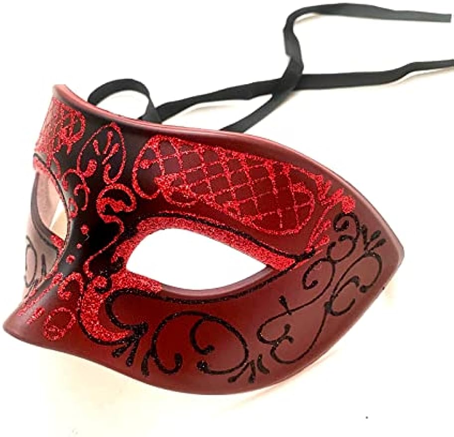 Red Masquerade Ball Mask Pair Cosplay Prom Dance Birthday Party Wear or Deco