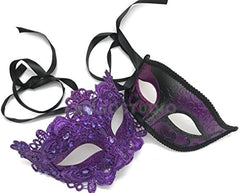 Purple Masquerade Lace Mask Pair Mardi Gras Costume Carnival Purple Theme Party Wear