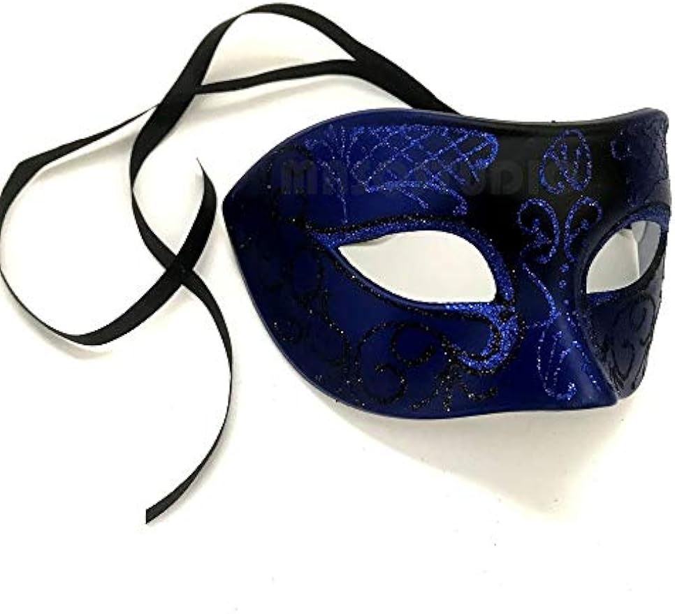 Blue Masquerade Ball Feather Mask Pair New Year Eve Party Birthday Dress up Prom