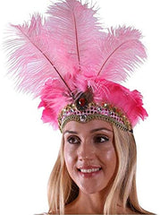 MASQSTUDIO Show Girl Carnival Festival Masquerade Party Headpiece Ostrich Feather Headband Headdress