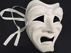 Blank DIY Masquerade Comedy Tragedy Mask Unisex Adult Performance Play Halloween Wear or Deco