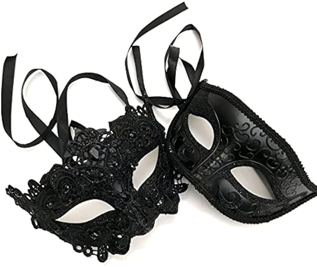 Brocade Lace Masquerade Ball eye Mask Pair Burlesque Mardi Gras Birthday Prom Wedding Party
