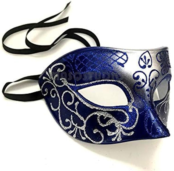 Silver Blue Masquerade Ball Mask Pair Cosplay Prom Dance Birthday Party Wear or Deco