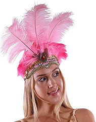 MASQSTUDIO Show Girl Carnival Festival Masquerade Party Headpiece Ostrich Feather Headband Headdress