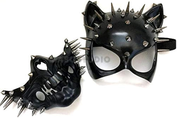 Black Cat Woman Masquerade Mask Spiky Gas Jaw Mask Halloween Party