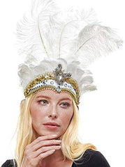 Show Girl Carnival Festival Masquerade Party Headpiece Ostrich Feather Headband Headdress