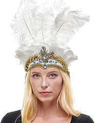 Show Girl Carnival Festival Masquerade Party Headpiece Ostrich Feather Headband Headdress