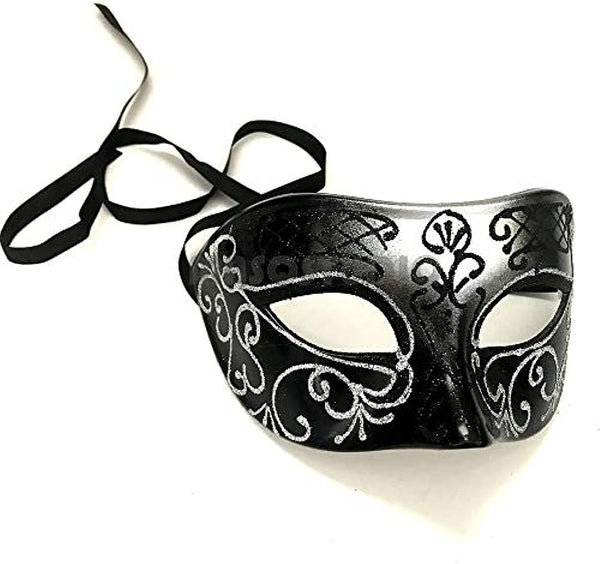 Black Silver Masquerade Ball Mask Pair Cosplay Prom Dance Birthday Party Wear or Deco