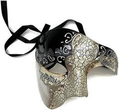 Black Silver Masquerade Ball Phantom Mask Pair for Christmas New Year Party