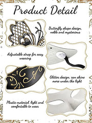 Couples Masquerade Masks Butterfly Venetian Face Cover for Mardi Gras Halloween Masquerade Party Costume