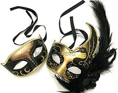 Couple Masquerade Feather Mask Pair Feather Dress up Birthday Party Prom Wedding Dance Anniversary Wear