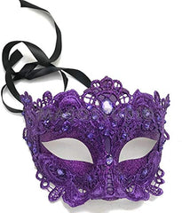 Purple Masquerade Lace Mask Pair Mardi Gras Costume Carnival Purple Theme Party Wear