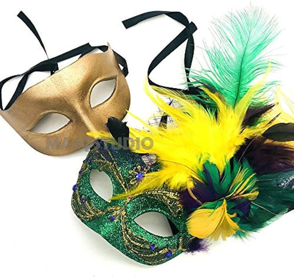 Mardi Gras Masquerade Ball Mask Pair Carnival Parade Event Party Wear