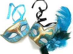 Couple Masquerade Feather Mask Pair Feather Dress up Birthday Party Prom Wedding Dance Anniversary Wear