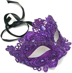 Purple Masquerade Lace Mask Pair Mardi Gras Costume Carnival Purple Theme Party Wear