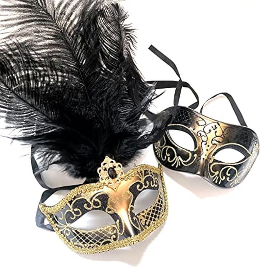 Feather Mask Pair Dress up Birthday Party Prom Wedding Dance Anniversary Wear