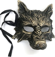 Black Gold Wolf Mask Animal Masquerade Halloween Costume Cosplay Party mask