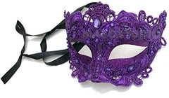 Purple Masquerade Lace Mask Pair Mardi Gras Costume Carnival Purple Theme Party Wear