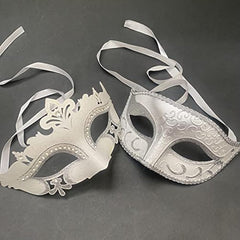 Silver Masquerade Ball Mask Pair Dance Prom Burlesque Graduation Dad and Daughter Party