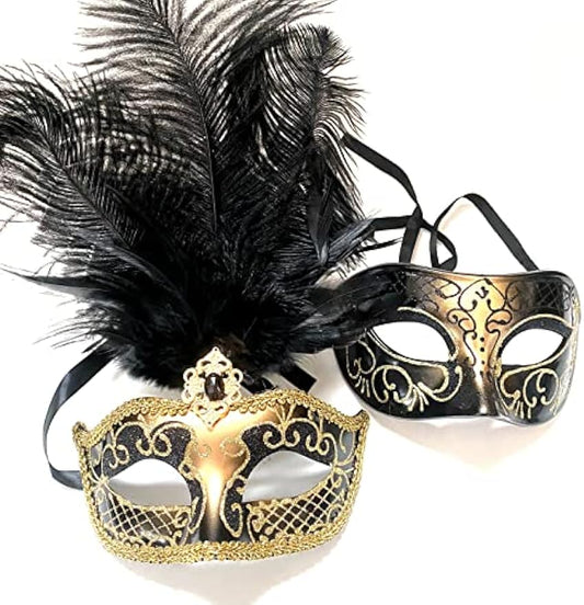 Feather Mask Pair Dress up Birthday Party Prom Wedding Dance Anniversary Wear