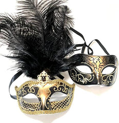 Masquerade Feather Mask Pair Dress up Birthday Party Prom Wedding Dance Anniversary Wear