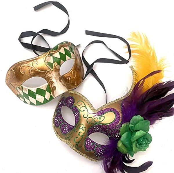 Couples Masquerade Ball Mask Feather Mardi Gras New Year Party for Her