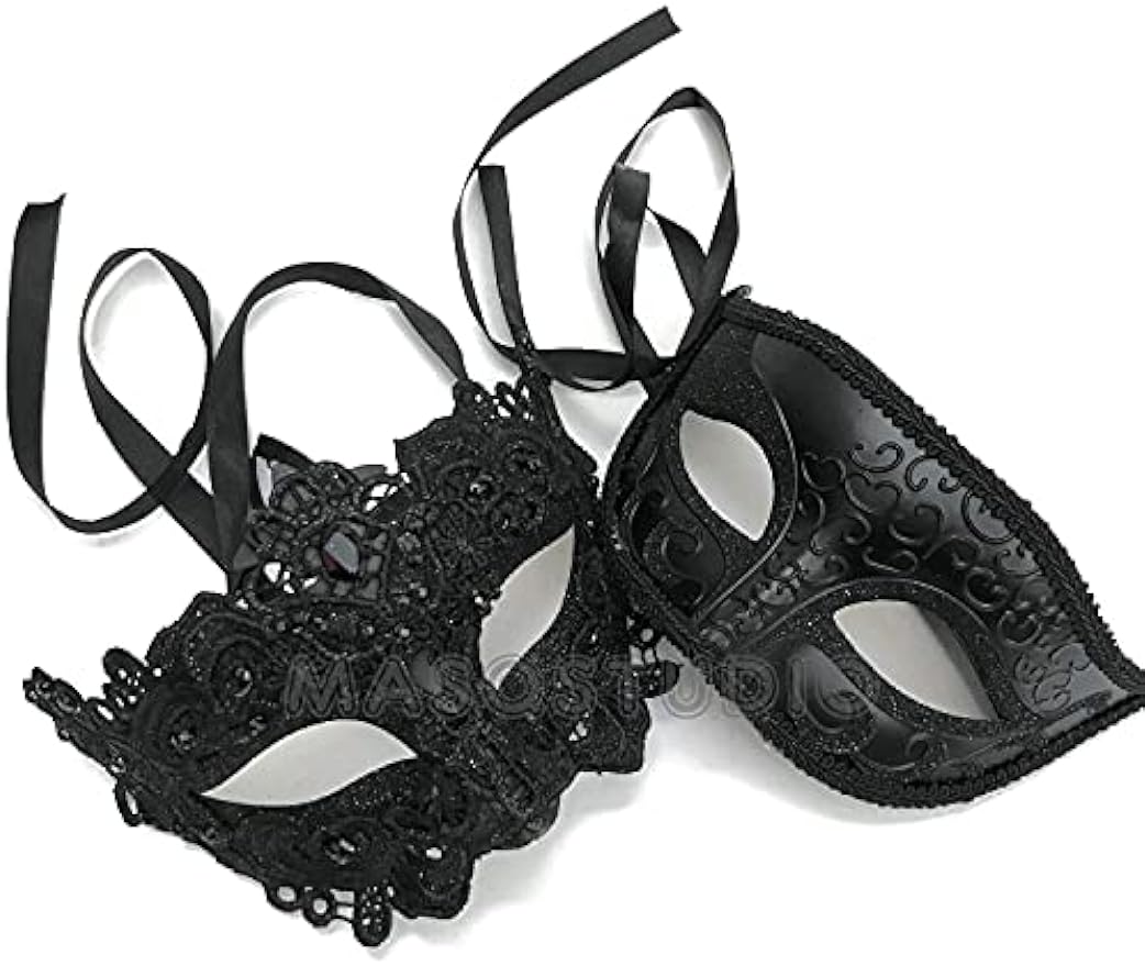 Brocade Lace Masquerade Ball eye Mask Pair Burlesque Mardi Gras Birthday Prom Wedding Party