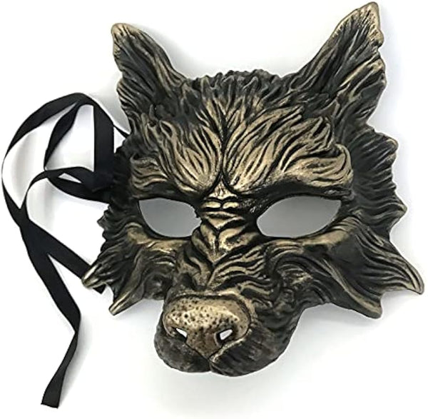 Black Gold Wolf Mask Animal Masquerade Halloween Costume Cosplay Party mask