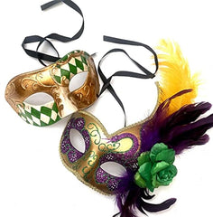 Couples Masquerade Ball Mask Feather Mardi Gras New Year Party for Her