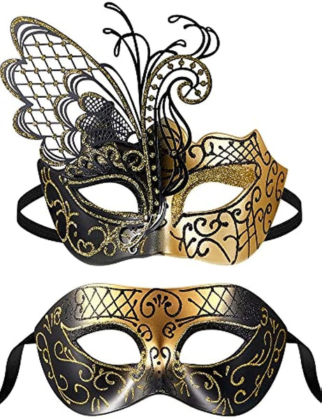 Couples Masquerade Masks Butterfly Venetian Face Cover for Mardi Gras Halloween Masquerade Party Costume