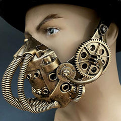 Masquerade Gas Mask Respirator Jaw Mask with Hose Tube Steampunk Burning Man Halloween Party Wear