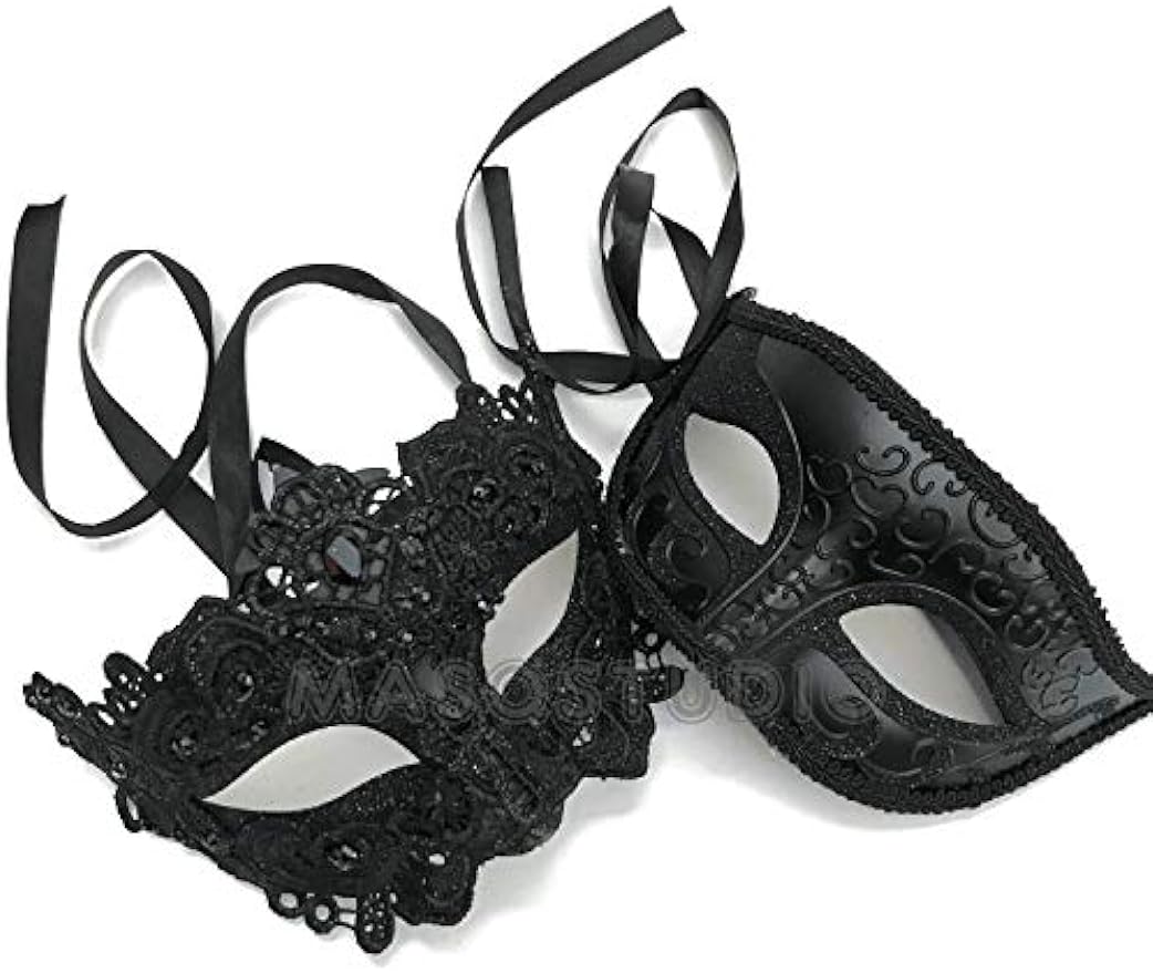 Brocade Lace Masquerade Ball eye Mask Pair Burlesque Mardi Gras Birthday Prom Wedding Party