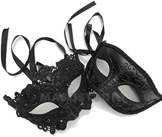 Brocade Lace Masquerade Ball eye Mask Pair Burlesque Mardi Gras Birthday Prom Wedding Party