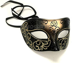 Couple Black Gold Masquerade Mask Pair Cosplay Mardi Gras Prom Dance Birthday Party Wear