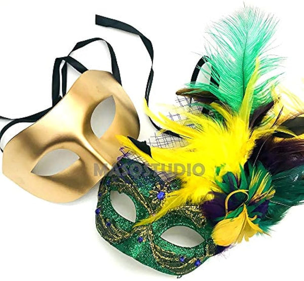 Couple Mardi Gras Masquerade Ball Lace Mask Pair Carnival Parade Event Wear