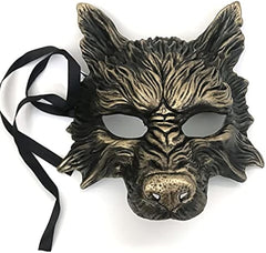 Black Gold Wolf Mask Animal Masquerade Halloween Costume Cosplay Party mask