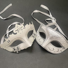 Silver Masquerade Ball Mask Pair Dance Prom Burlesque Graduation Dad and Daughter Party