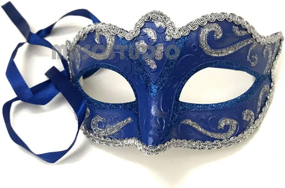 Silver Blue Masquerade Ball Mask Pair Cosplay Prom Dance Birthday Party Wear or Deco
