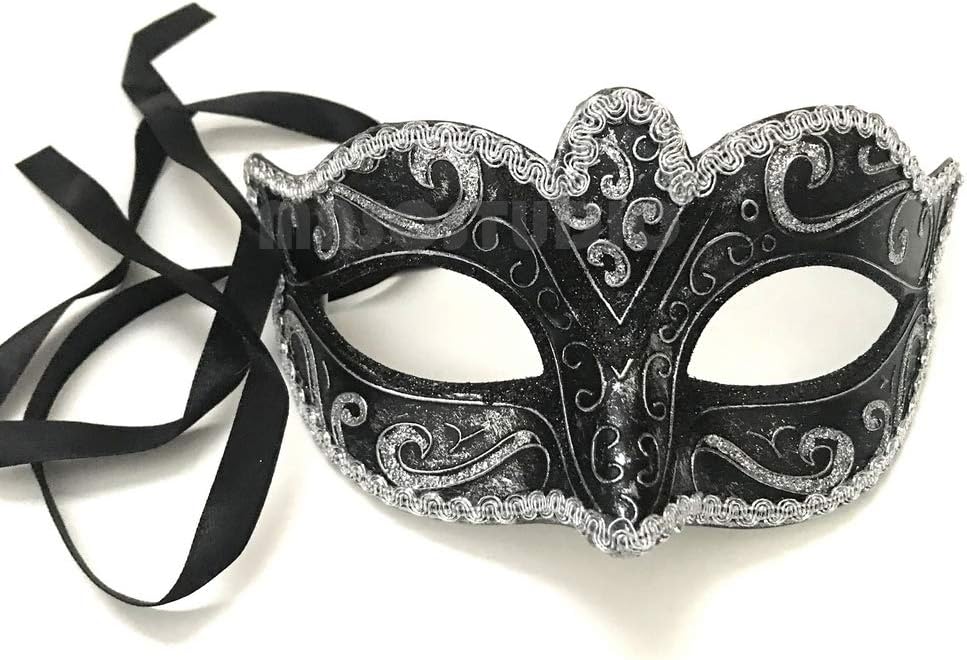 Black Silver Masquerade Ball Mask Pair Cosplay Prom Dance Birthday Party Wear or Deco