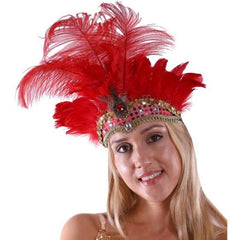 Show Girl Carnival Festival Masquerade Party Headpiece Ostrich Feather Headband Headdress