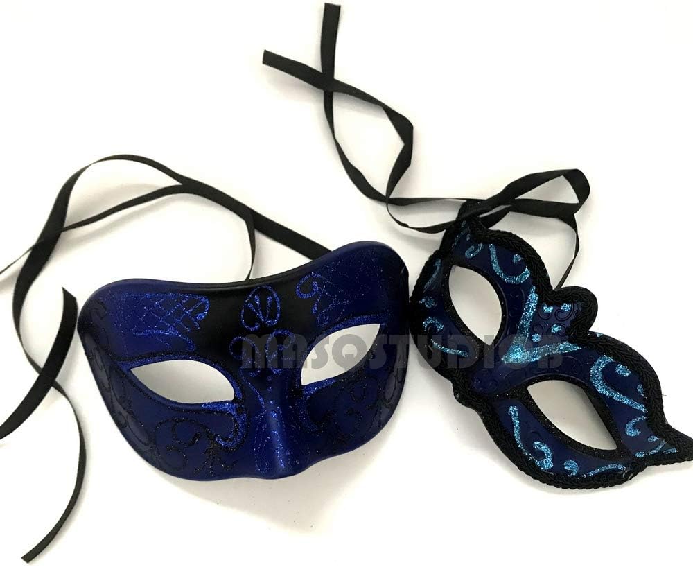 Couples Masquerade Ball Mask Cosplay Mardi Gras Prom Dance Birthday Dad Daughters Party Wear or Cake Topper
