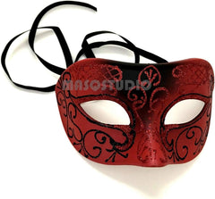 Couple Masquerade Ball Black Red Lace Mask Pair Feather Christmas New Year Party